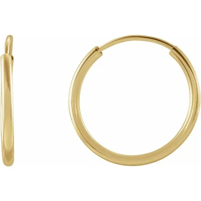 14K Yellow Flexible Endless Tube 12 mm Hoop Earrings