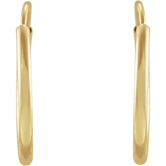 14K Yellow Flexible Endless Tube 12 mm Hoop Earrings - Image 2