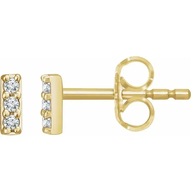 14K Yellow .05 CTW Lab-Grown Diamond Bar Earrings