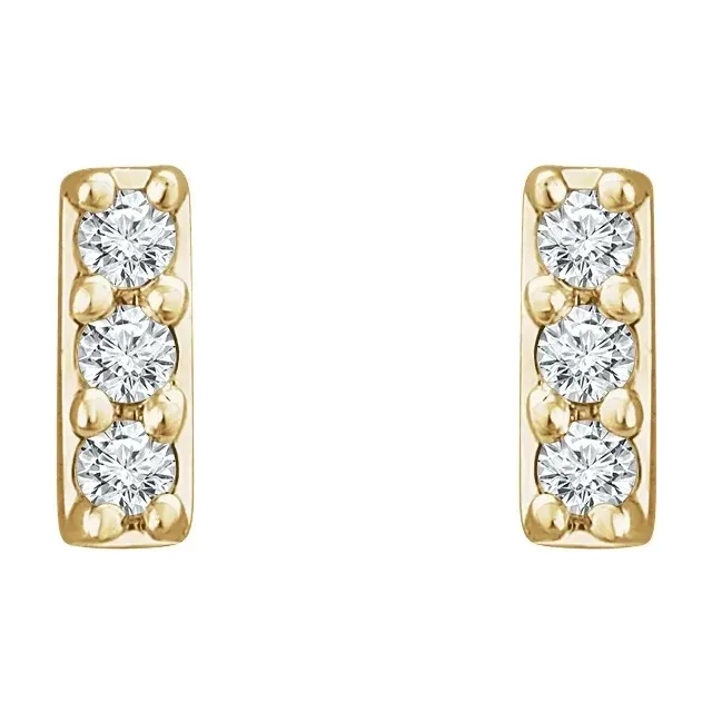 14K Yellow .05 CTW Lab-Grown Diamond Bar Earrings - Image 2
