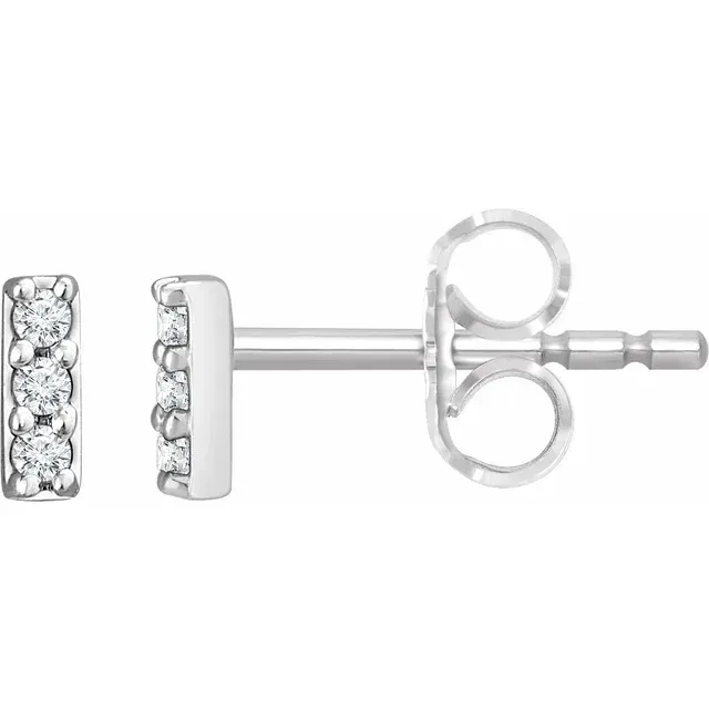 14K White .05 CTW Lab-Grown Diamond Bar Earrings