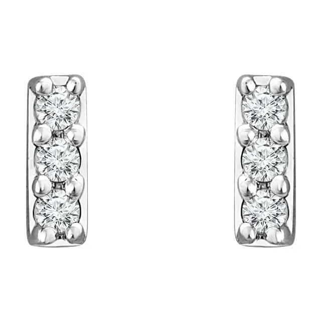 14K White .05 CTW Lab-Grown Diamond Bar Earrings - Image 2