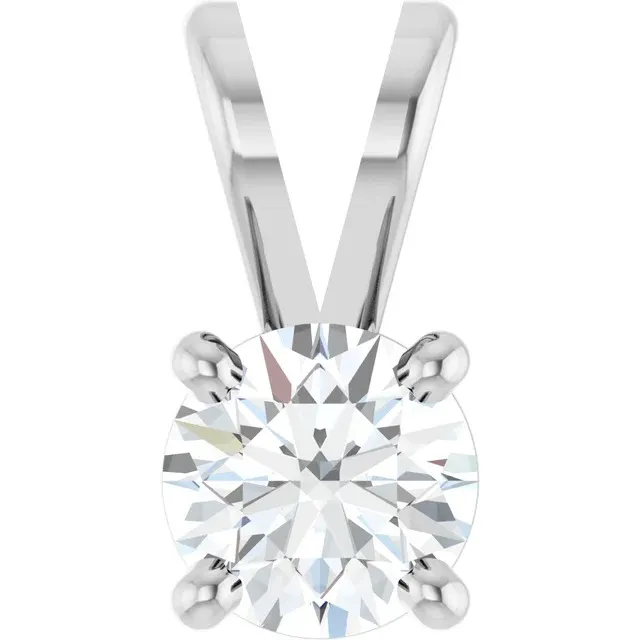 14K White 1/3 CT Lab-Grown Diamond Pendant