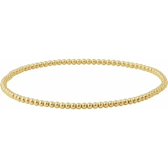14K Yellow Gold-Filled 2 mm Elastic Bead 6 1/2" Bracelet