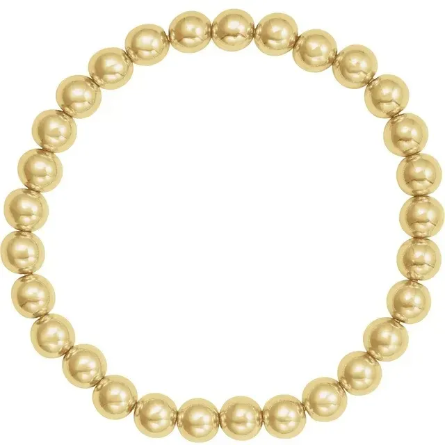 14K Yellow Gold-Filled 2 mm Elastic Bead 6 1/2" Bracelet - Image 2