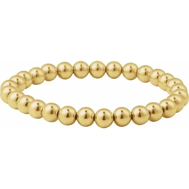 14K Yellow Gold-Filled 4 mm Elastic Bead 6 1/2" Bracelet