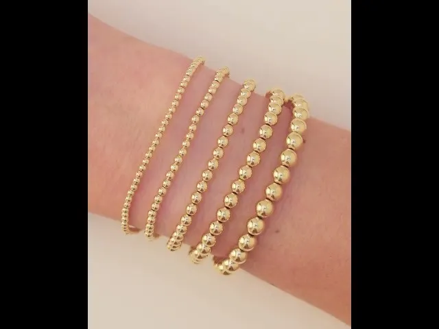 14K Yellow Gold-Filled 4 mm Elastic Bead 6 1/2" Bracelet - Image 4