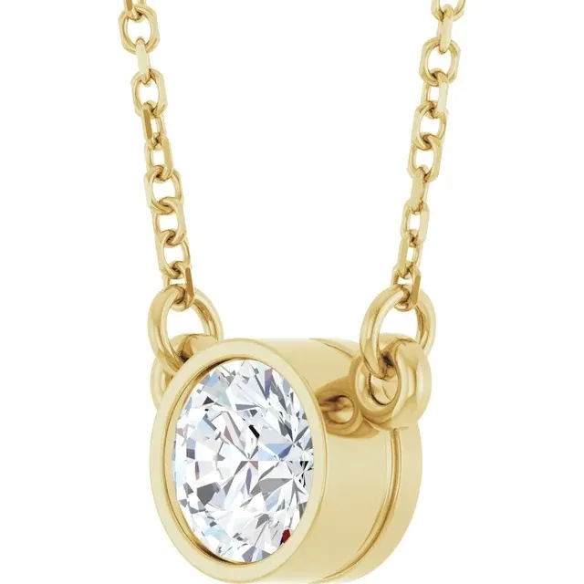 14K Yellow 1/2 CT Lab-Grown Diamond Solitaire 18" Necklace - Image 5