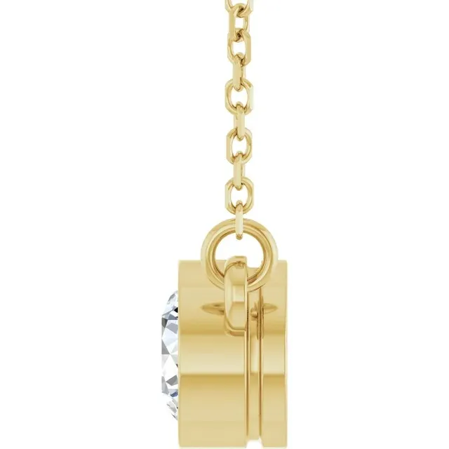 14K Yellow 1/2 CT Lab-Grown Diamond Solitaire 18" Necklace - Image 3