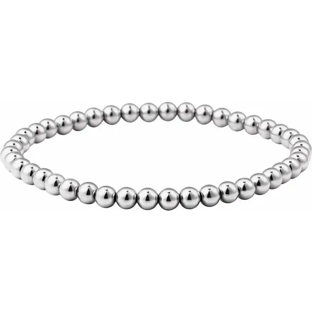 Sterling Silver 6 mm Elastic Bead 6 1/2" Bracelet