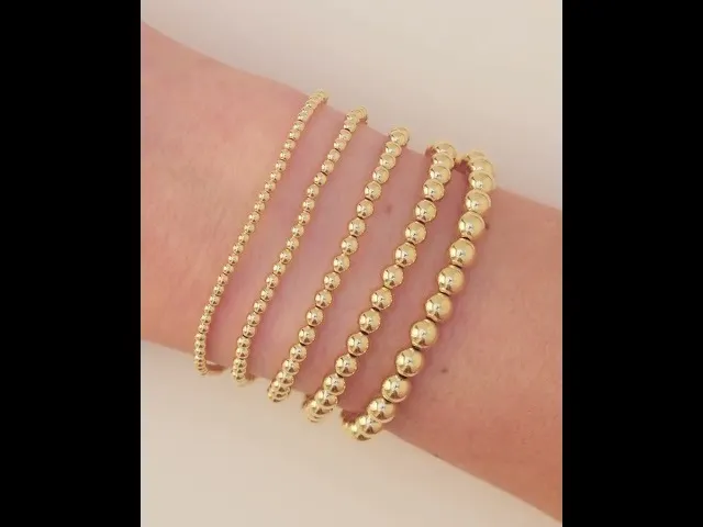 Sterling Silver 6 mm Elastic Bead 6 1/2" Bracelet - Image 2
