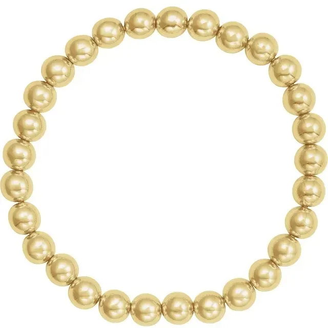14K Yellow Gold-Filled 6 mm Elastic Bead 6 1/2" Bracelet - Image 2